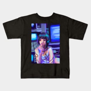 Lain Iwakura Cybercore Frutiger Aero Y2k Anime Kids T-Shirt